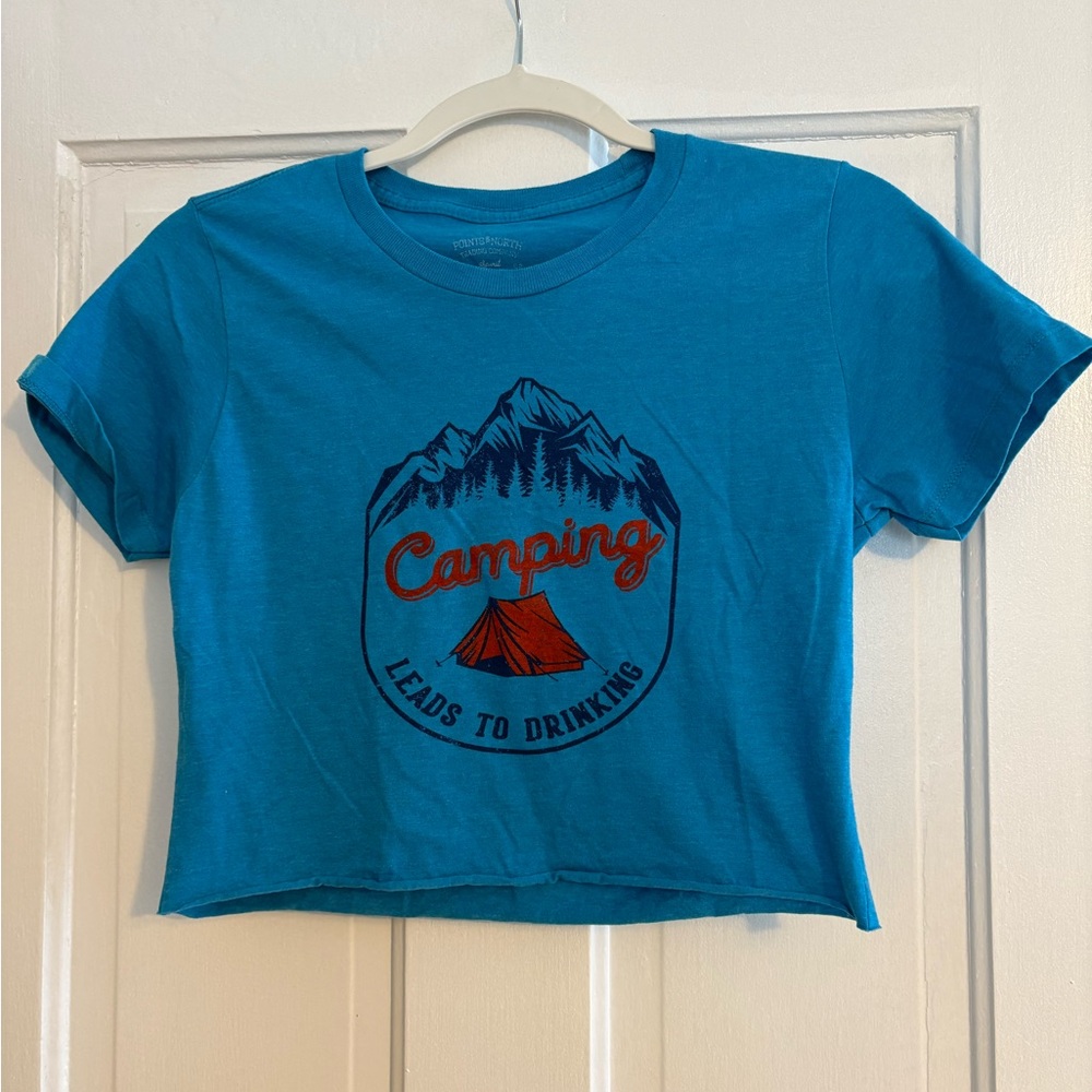 Blue Camping Cropped Tee